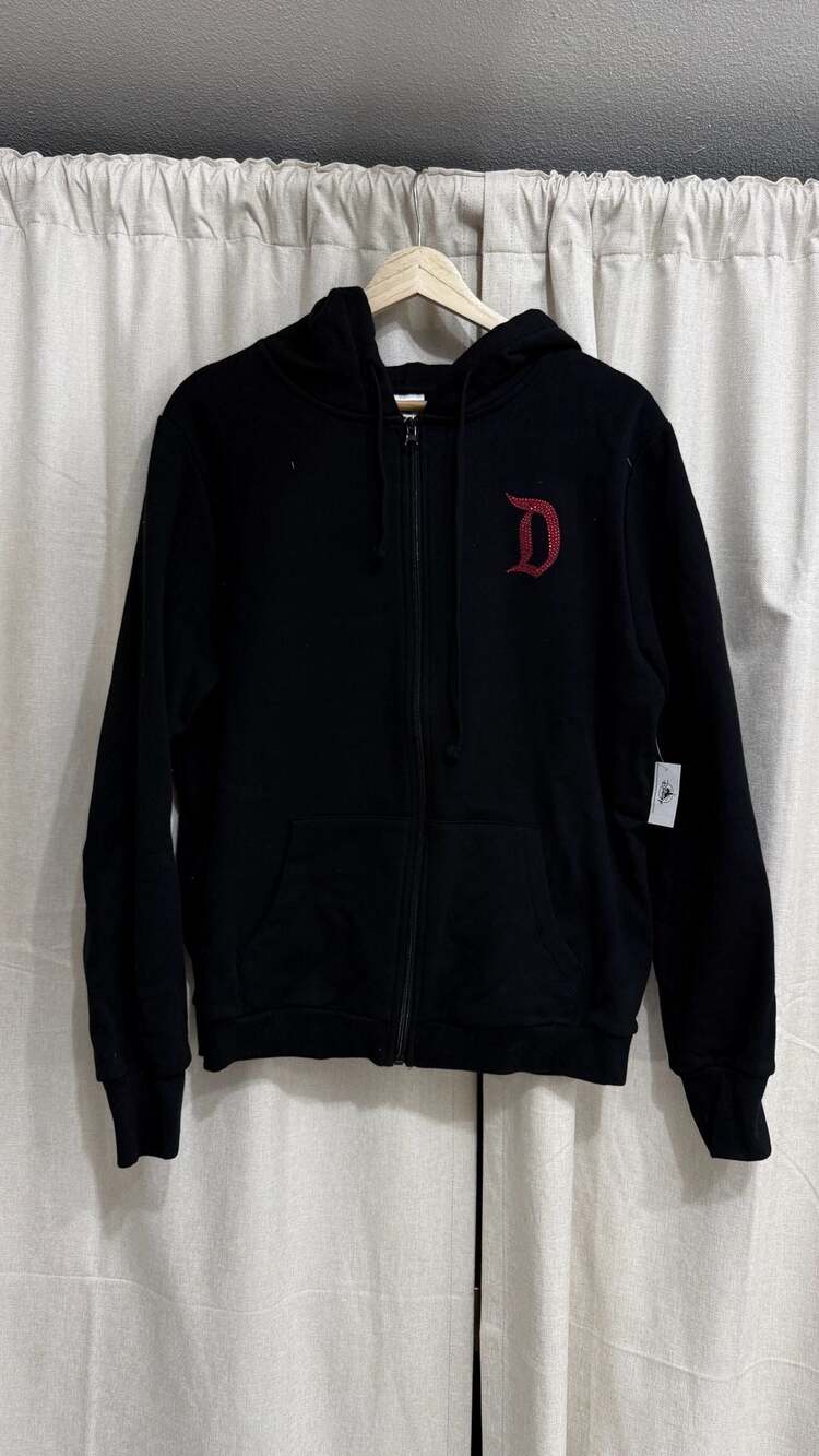 Disneyland Resort Minnie Mouse Rhinestone Bedazzled Black Zip-Up Hoodie